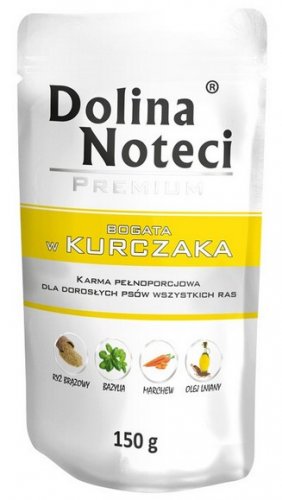 dolina noteci premium bogata w kurczaka saszetka 150g karma mokra dla dorosłych psów