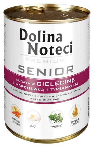 dolina noteci premium senior bogata w cielęcinę puszka 400g  zestaw 24szt. dla starszych psów