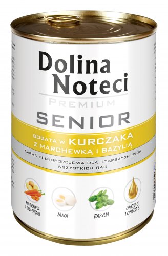 dolina noteci premium senior bogata w kurczaka puszka 400g dla starszych psów