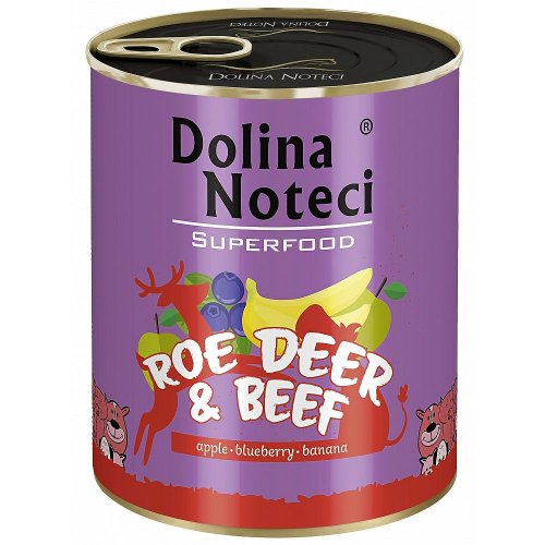 dolina noteci premium superfood sarna i wołowina 800g z dodatkiem jabłka, jagód i banana