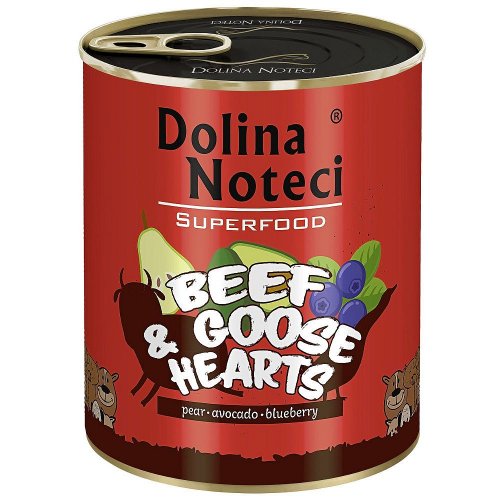 dolina noteci premium superfood wołowina i serca gęsi 800g z dodatkiem gruszki, awokado i jagód