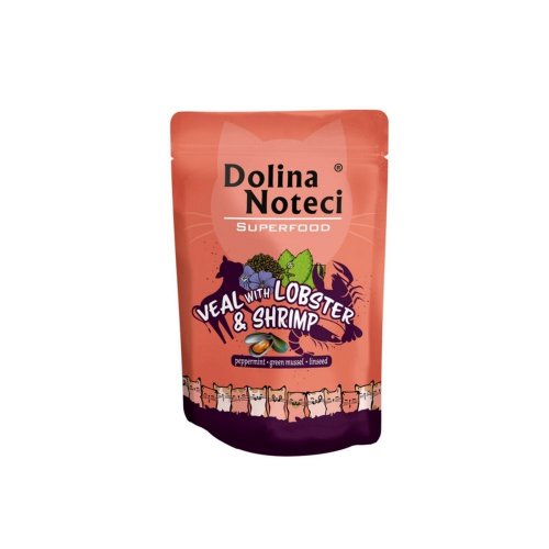 dolina noteci superfood mokra karma dla kota cielęcina z homarem i krewetkami saszetka 85g karma mokra dla kota