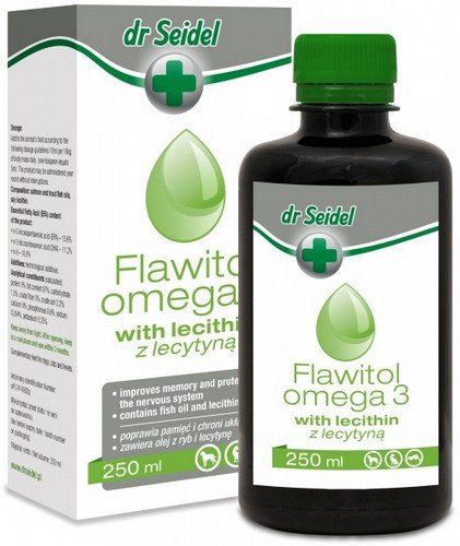dr seidel flawitol omega 3 z lecytyną 250ml  zestaw 2szt. multiwitamina dla psów i kotów