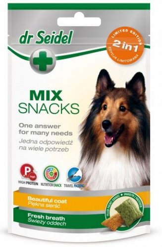 dr seidel smakołyki dla psów 2w1 na sierść i oddech 90g  zestaw 10szt. 