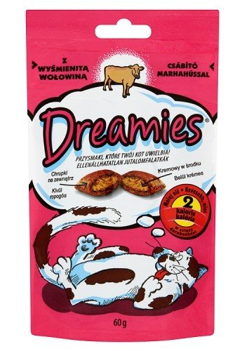 whiskas dreamies przysmak o smaku wołowiny 60g chrupiące paszteciki