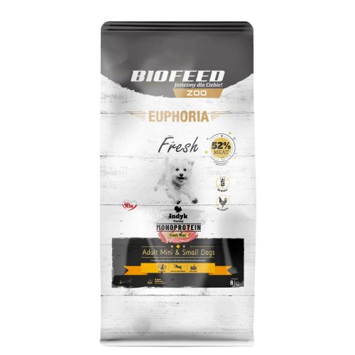 euphoria fresh turkey monoprotein (mini i małe rasy) 8kg bezzbożowa karma dla małych ras z indykiem