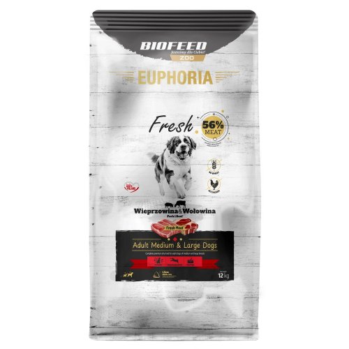 euphoria fresh z wieprzowiną i wołowiną (średnie i duże rasy) 12kg karma sucha dla psa