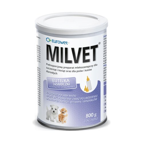 eurowet milvet 800g preparat mlekozastępczy dla szczeniąt i kociąt