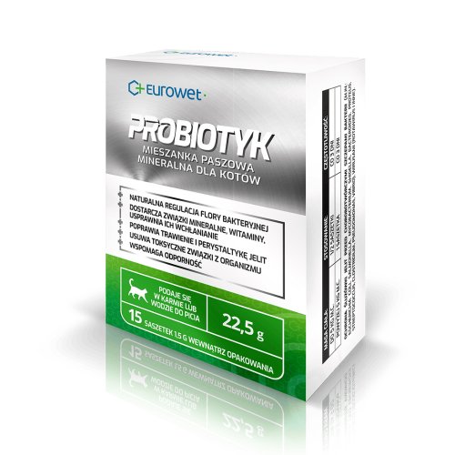 eurowet probiotyk dla kotów 15 sasz. naturalna regulacja flory bakteryjnej