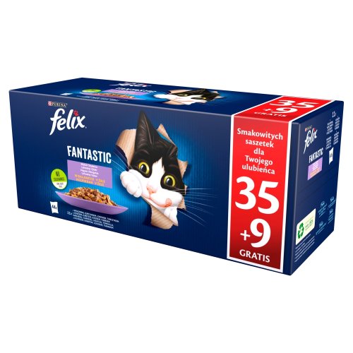 felix fantastic dla kotów wybór smaków w galaretce 44 x 85g wołowina, kurczak, łosoś, tuńczyk
