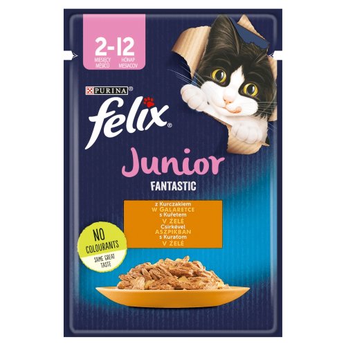 felix fantastic junior kurczak w galaretce saszetki 85g karma mokra dla kota