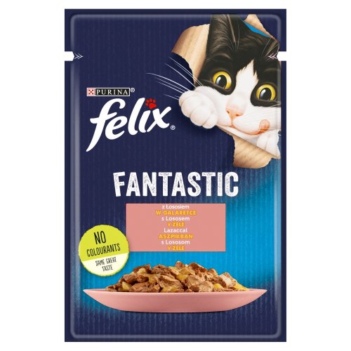 felix fantastic łosoś w galaretce saszetka 85g karma mokra dla kota