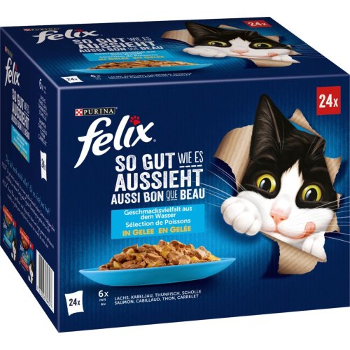 felix fantastic rybne smaki w galarecie 24 x 85g łosoś, tuńczyk, dorsz, gładzica