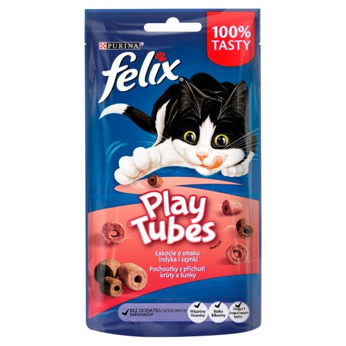 felix play tubes Łakocie o smaku indyka i szynki 50g przysmak dla psa