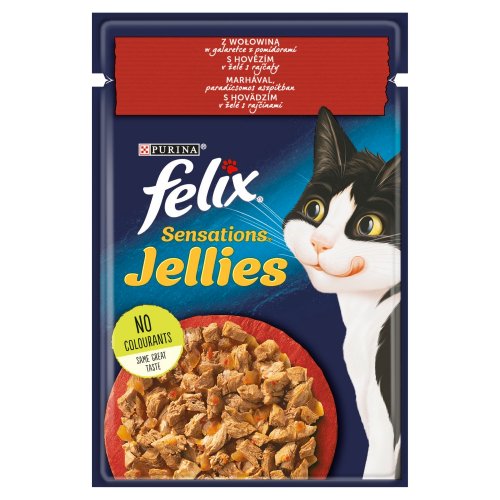 felix sensations jellies z wołowiną w galaretce saszetka 85g karma mokra dla kota