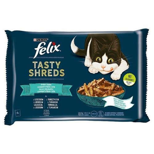 felix tasty shreds rybne smaki Łosoś + tuńczyk 4x80g karma mokra dla kota