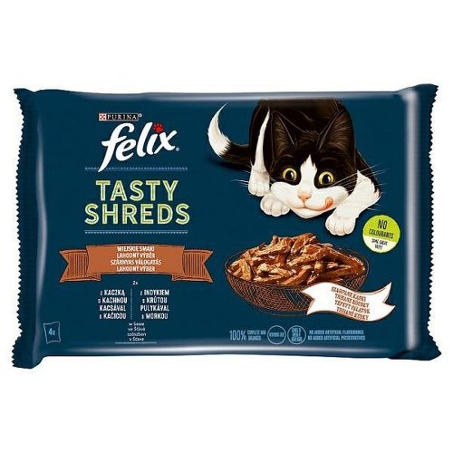 felix tasty shreds wiejskie smaki kaczka + indyk 4x80g karma mokra dla kota
