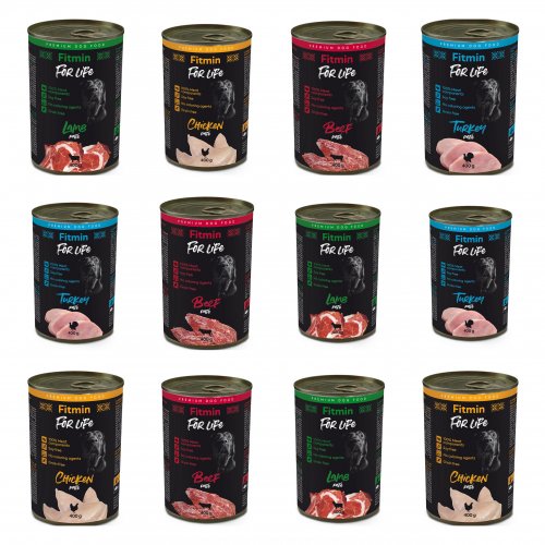 fitmin for life 4 smaki mix 12 x 400g puszka karma mokra dla psa