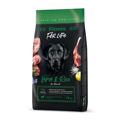 fitmin for life adult lamb & rice 12kg z jagnięciną i ryżem