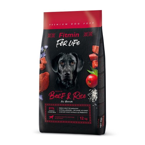 fitmin for life beef & rice 12kg wołowina z ryżem