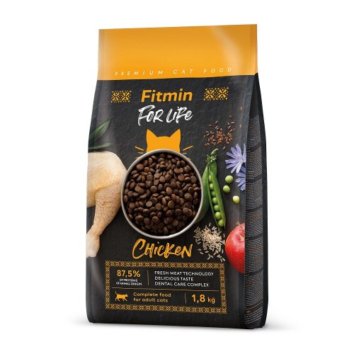 fitmin for life cat adult chicken 1,8kg z kurczakiem dla dorosłych kotów