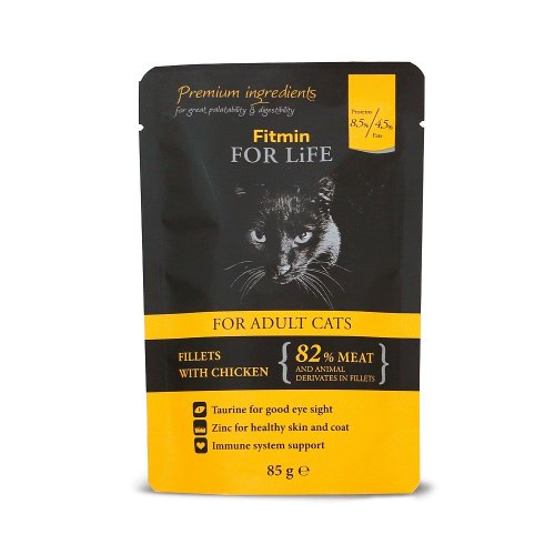 fitmin for life cat fileciki z kurczakiem 85g  zestaw 12szt. w sosie