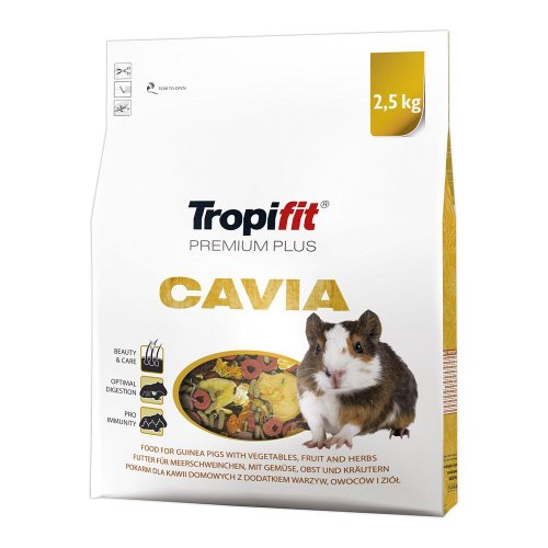tropifit premium plus cavia 750g z dodatkiem warzyw, owoców i ziół dla  kawii  (świnek morskich)
