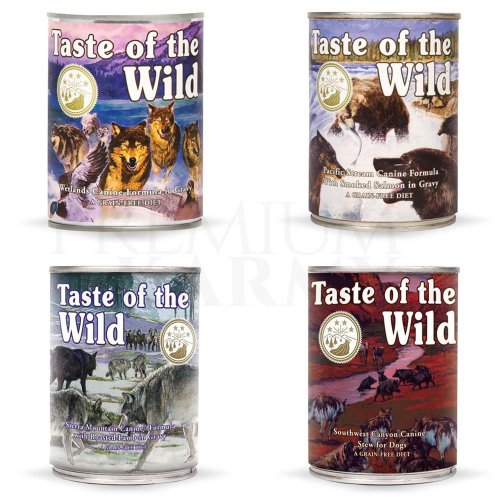 zestaw taste of the wild mix 4 smaki 48szt. x 390g puszka karma mokra w galarecie