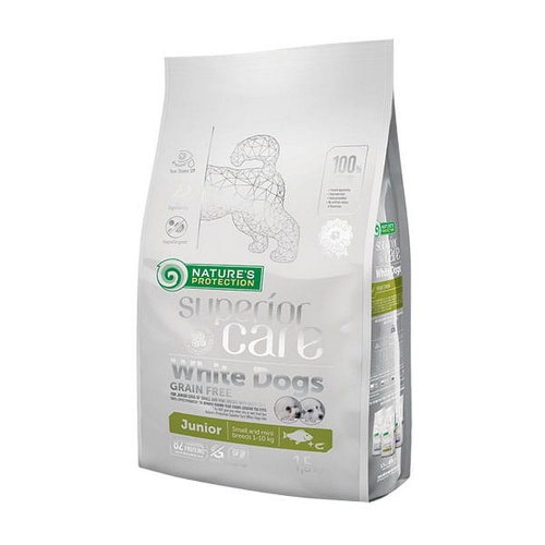 natures protection sc grain free white dogs junior small 10kg dla szczeniąt białych ras z rybą, bez zbóż