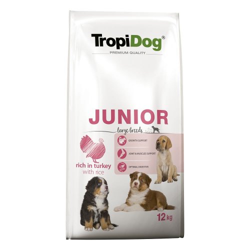 tropidog premium junior large turkey & rice 12kg karma dla szczeniąt z indykiem i ryżem