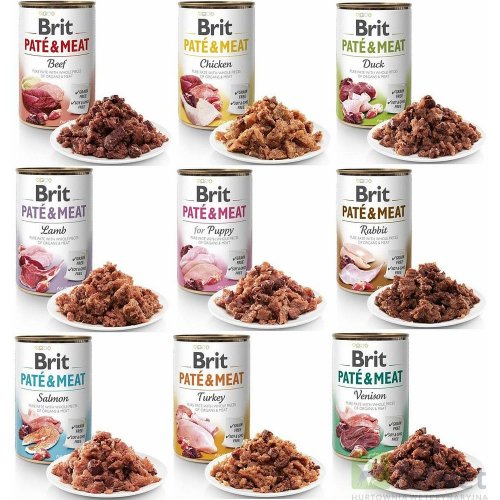 brit pate&meat mix 6 smaków 12szt. x 400g puszka karma  mokra dla dorosłych psów