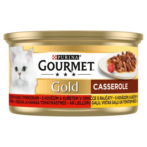 gourmet gold casserole z wołowiną i kurczakiem w sosie 85g  pakiet 24szt. karma dla kota