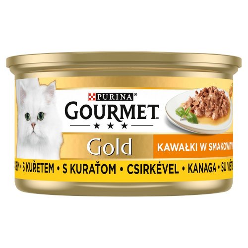 gourmet gold sauce delight kawałki w smakowitym sosie z kurczakiem 85g  pakiet 24szt. karma dla kota