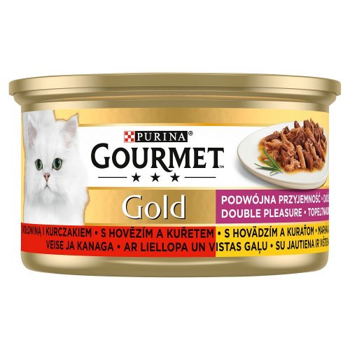 gourmet gold wołowina i kurczak w sosie 85g karma dla kota