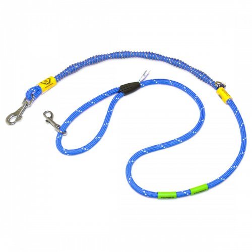 idealeash trekking maxi innowacyjna smycz, niebieska bite stop system, sznur 10mm, długość 1750/1880mm