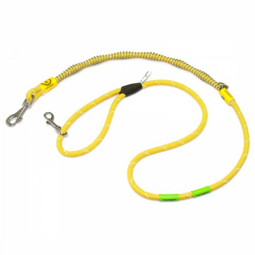 idealeash trekking maxi innowacyjna smycz, żółta bite stop system, sznur 10mm, długość 1750/1880mm