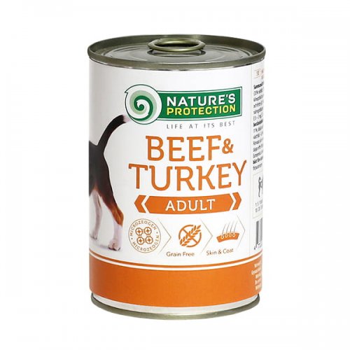 natures protection adult beef turkey (wołowina indyk) 400g puszka  zestaw 6szt. 70% mięsa