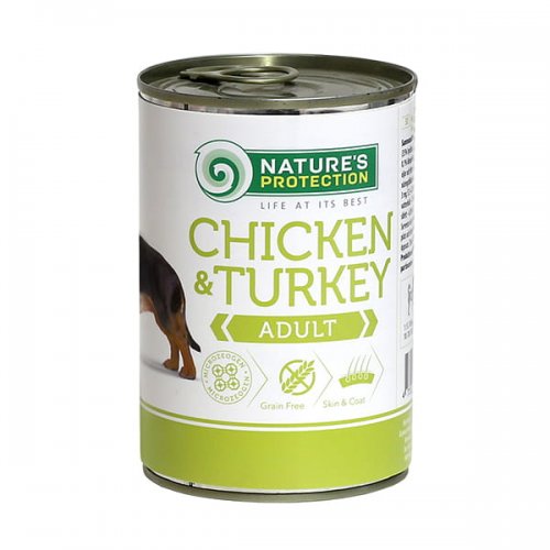 natures protection adult chicken turkey (kurczak indyk) 400g puszka  zestaw 6szt. 70% mięsa