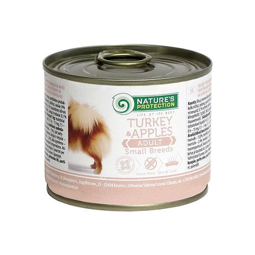 natures protection adult turkey apples (indyk jabłko) małe rasy 200g puszka  zestaw 6szt. 66% mięsa