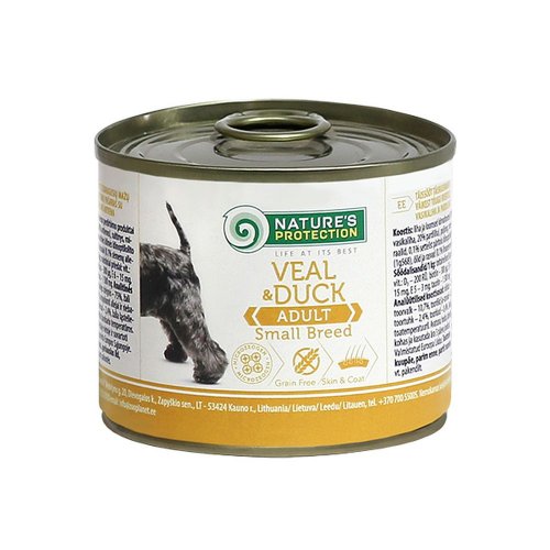 natures protection adult veal & duck (cielęcina kaczka) małe rasy 200g puszka  zestaw 6szt. 70% mięsa