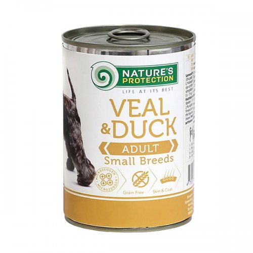 natures protection adult veal & duck (cielęcina kaczka) małe rasy 400g puszka 70% mięsa