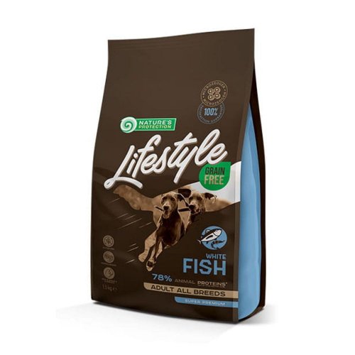 nature's protection lifestyle grain free white fish adult all breeds 1,5kg z białą rybą bez zbóż