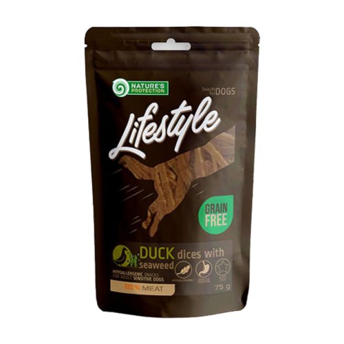 nature's protection lifestyle snacks duck dices with seaweed 75g paseczki z kaczki z dodatkiem wodorostów