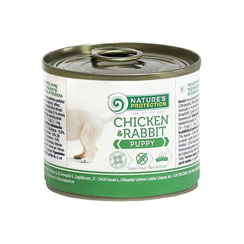 natures protection puppy chicken rabbit (kurczak królik) 200g puszka  zestaw 6szt. dla szczeniąt, 70% mięsa