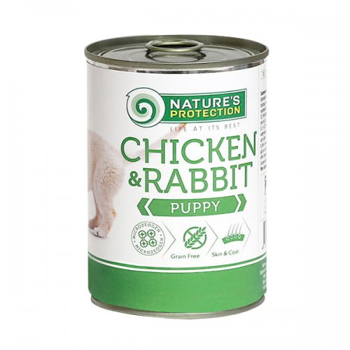 natures protection puppy chicken rabbit (kurczak królik) 400g puszka dla szczeniąt, 70% mięsa