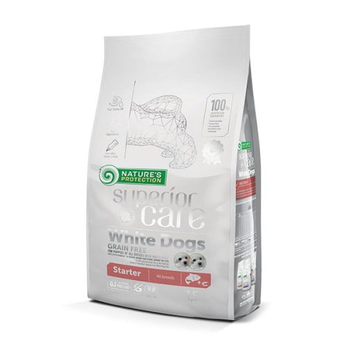 natures protection sc grain free white dogs starter 1,5kg dla szczeniąt białych ras z rybą, bez zbóż