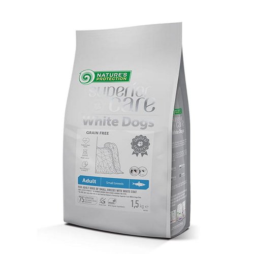 natures protection sc white dogs herring adult small breeds 1,5kg ze śledziem dla małych białych ras