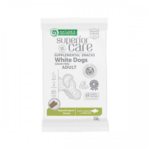 natures protection sc white dogs snack hypoallergenic dental 110g przysmak z białą rybą dla białych ras na zęby