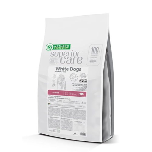 nature's protection superior care white dogs grain free white fish junior all sizes 10kg karma sucha dla psa