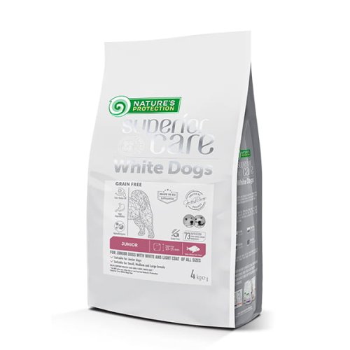 nature's protection superior care white dogs grain free white fish junior all sizes 4kg karma sucha dla psa